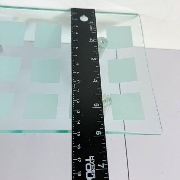 MCM Tray Frosted Glass Atomic Era Grid Pattern Metal Peg Legs VTG 60s Decorative - Picture 7 of 14